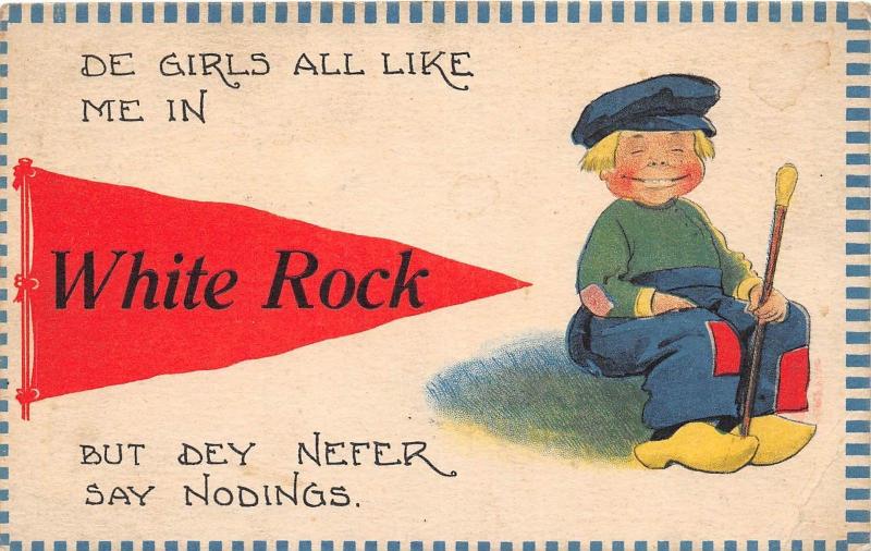 D78/ White Rock South Dakota SD Pennant Postcard 1913 Girls All Like Me