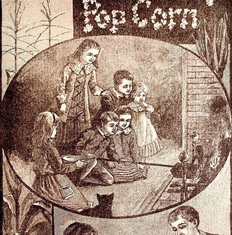 Children Making Popcorn 1892 Victorian Art Woodcut Printing Ephemera DWY10A