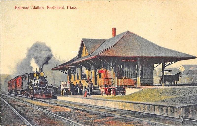 Northfield MA Railroad Station Train Depot Postcard