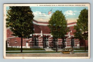 Lansing, Prudden Auditorium Main Entrance Razed Vintage Michigan c1920 Postcard