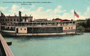 Vintage Postcard 1910s Excursion Boat Leaving New Leander Goat Oshkosh Wisconsin