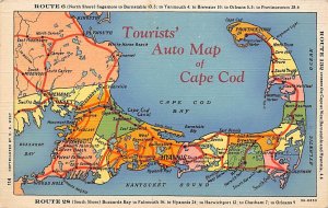 Auto Map of Cape Cod, MA USA Map Unused 