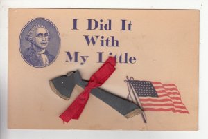 Political United States President Washington Ax Novelty patriotic flag postcard 