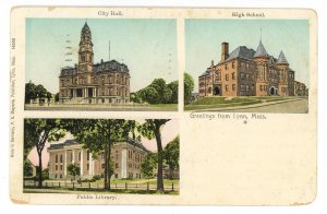 MA - Lynn. Multi-View. City Hall, High School, Library ca 1906*copper windows