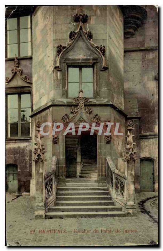 Old Postcard Staircase Beauvais Courthouse