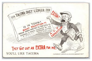 Newsie Comic Tacoma Daily Ledger Newspaper Tacoma Washington WA DB Postcard G19