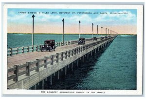 c1940 Gandy Bridge Automobile Classic Cars St. Petersburg Tampa Florida Postcard 