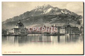 Postcard Old Bahnhof Luzern und Pilatus