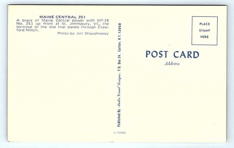 ST. JOHNSBURY, VT Vermont  ~ MAINE CENTRAL RAILROAD Diesel Units c1970s Postcard