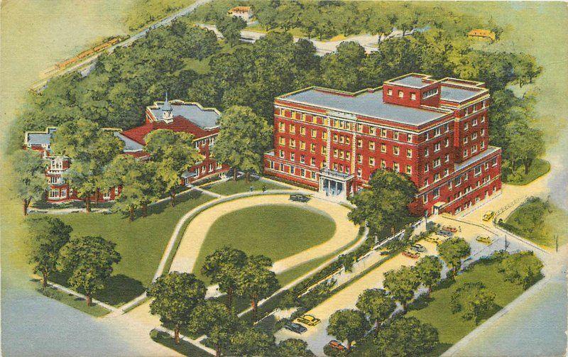 Birdseye View 1955 Hinsdale Illinois Sanitarium Hospital Teich postcard 5866