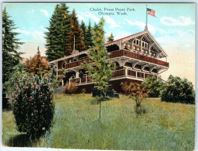 c1920s Olympia, WA Chalet Priest Point Park Beautiful Photo Postcard Wash A119