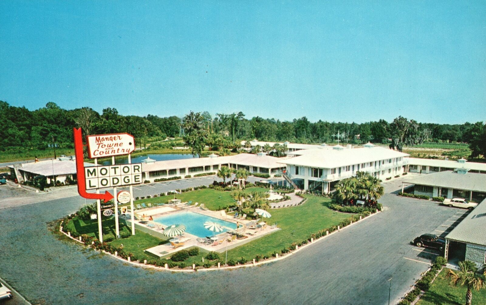 Vintage Postcard Manger Towne And Country Motor Lodge Resort Savannah