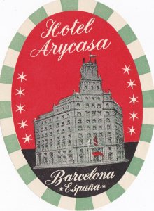 Spain Barcelona Hotel Arycasa Vintage Luggage Label sk2774