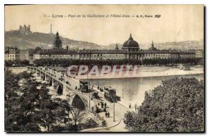 Postcard Old Lyon Guillotiere Bridge and the Hotel Dieu