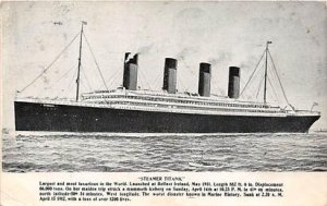 Titanic Ship 1500 lives Postal used unknown small crease left bottom corner, ...