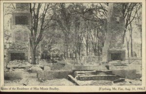 Fryeburg ME 1906 Fire Ruins Residence of Minnie Bradley Used Postcard