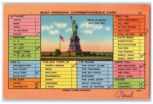 c1940's Statue Of Liberty Tower Building US Flag View New York City NY Postcard