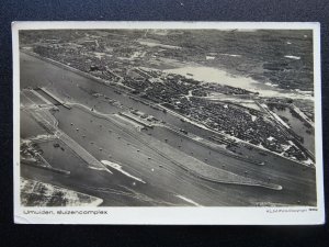 Aerial View IJMUIDEN SLUIZENCOMPLEX Sea Lock PORT of AMSTERDAM c1946 RP Postcard