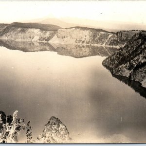 c1910s Serene Crater Lake? Oregon RPPC Beautiful Birds Eye Real Photo OR A143