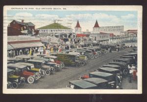 OLD ORCHARD BEACH MAINE AMUSEMENT PARK PIER OLD CARS VINTAGE POSTCARD