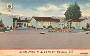 1950s Bonita Motel Banning California roadside colorpicture postcard 8236