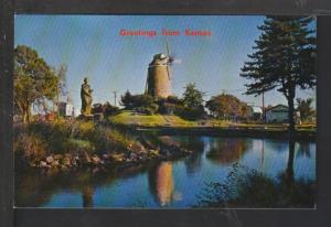 Greetings From Kansas,Windmill Postcard 
