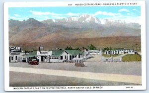 COLORADO SPRINGS, CO ~ RODEO COTTAGE CAMP c1930s Cars Roadside Postcard