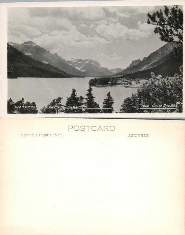 WATERTON LAKES ALBERTA CANADA VINTAGE RPPC REAL PHOTO POSTCARD