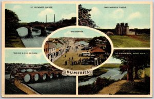 St. Michaels Bridge Caerlaverock Castle Old & New Bridges Dumfries Postcard