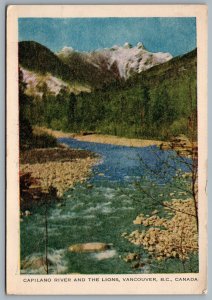 Postcard Vancouver BC c1949 Capilano River And The Lions Canada Savings Bonds