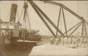 Shipping Scene Cannon & Chains Ship - Balneares Spain Cancel 1912 RPPC Postcard