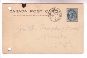 1901 CDS Cancel,  Salisbury New Brunswick, Victoria Postal Stationery Canada