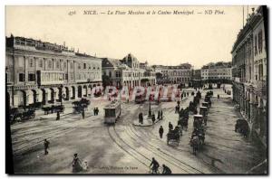 VINTAGE POSTCARD Nice the Place Massena and the Municipal Casino Tram