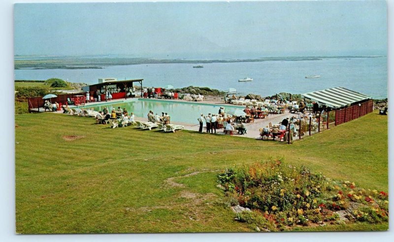 KENNEBUNKPORT, ME Maine ~Pool at SHAWMUT INN & COTTAGES c1960s Roadside Postcard