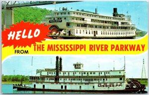 VINTAGE POSTCARD S.S. MISSISSIPPI AND S.S. DELTA QUEEN MISSISIPPI RIVER BOATS