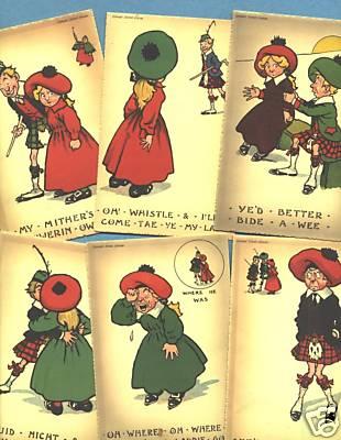 S4333    Complete set of 6 Postcard, Scotch children