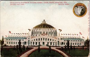 VINTAGE POSTCARD FULL FRONTAL VIEW OF THE U.S GOVERNMENT BUILDING INTL EXPO 1909