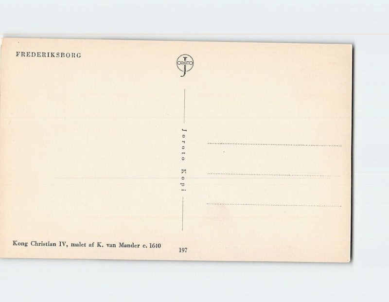 Postcard Kong Christian IV By K. van Mander, Frederiksborg, Hillerød, Denmark