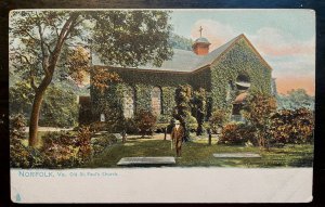 Vintage Postcard 1901-1907 Old St. Paul's Church, Norfolk, Virginia