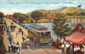 Old International Bridge Juarez Mexico Tarjeta Postal 1929 
