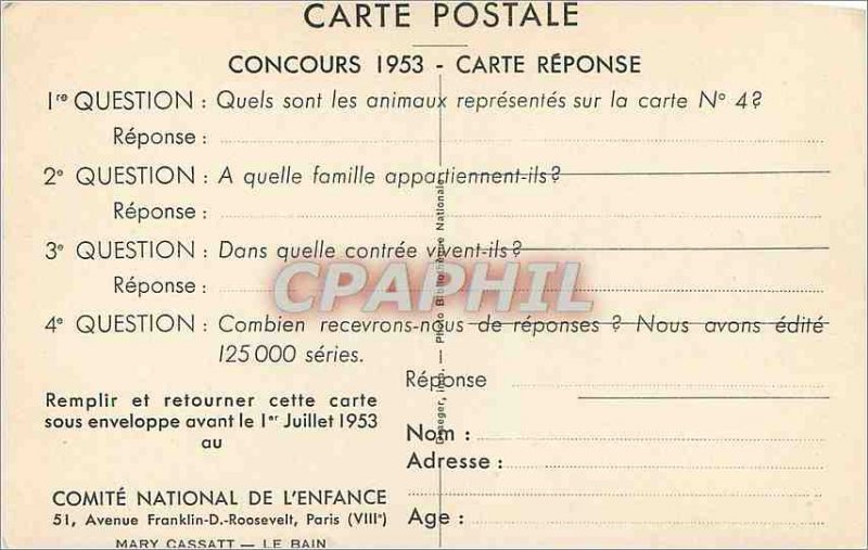 Old Postcard Mary Cassatt Bath