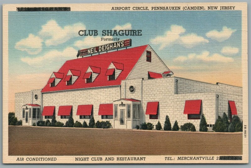 PENNSAUKEN CAMDEN NJ CLUB & RESTAURANT SHAGUIRE ADVERTISING VINTAGE POSTCARD