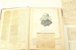 Ca. 1850 - 1910 Text Book Turned into Scrap Book Clippings Inserts