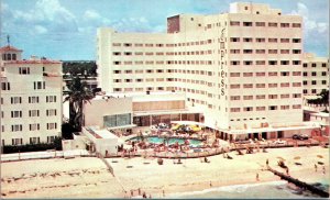 Vtg The Empress Hotel Pool Cabana Club Miami Beach Florida FL Postcard