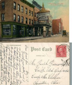 ELIZABETH N.J. PROCTOR THEATRE 1917 ANTIQUE POSTCARD w/ CORK CANCEL