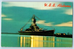 Mobile Alabama Postcard USS Battleship Commission Warship c1972 Vintage Antique