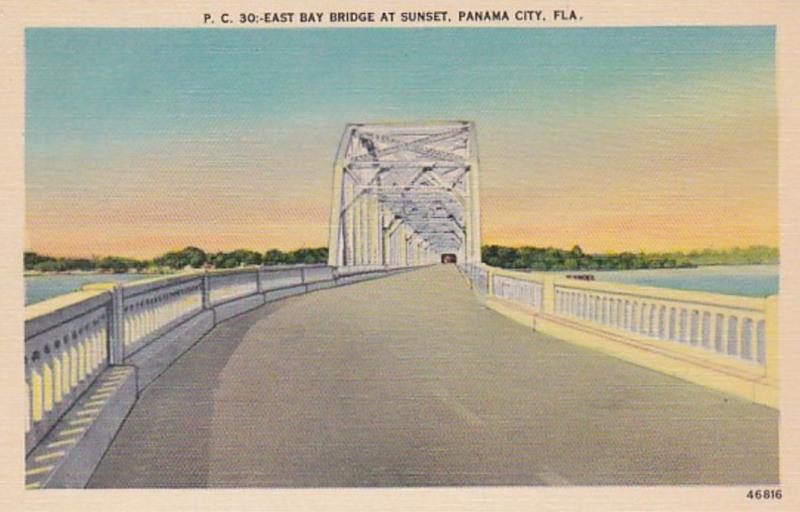 Florida Panama City East Bay Bridge At Sunset