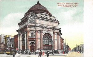 Buffalo New York~Buffalo Savings Bank @ Main & Genesee Street~Busy Street~c1910