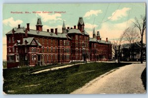 c1917 Portland Maine ME Vintage Postcard General Hospital Front Building Posted
