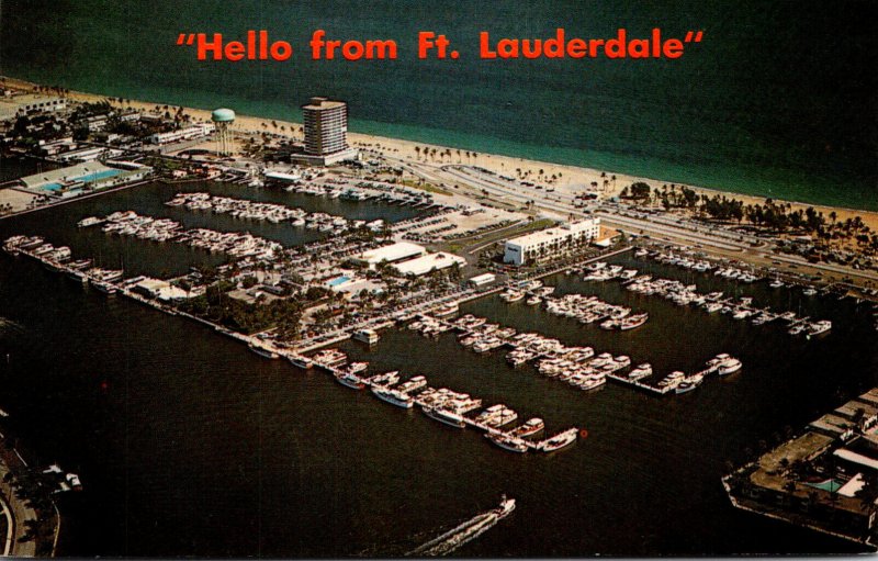 Florida Fort Lauderdale Hello Showing Aerial View Of Bahia Mar Yacht Basin